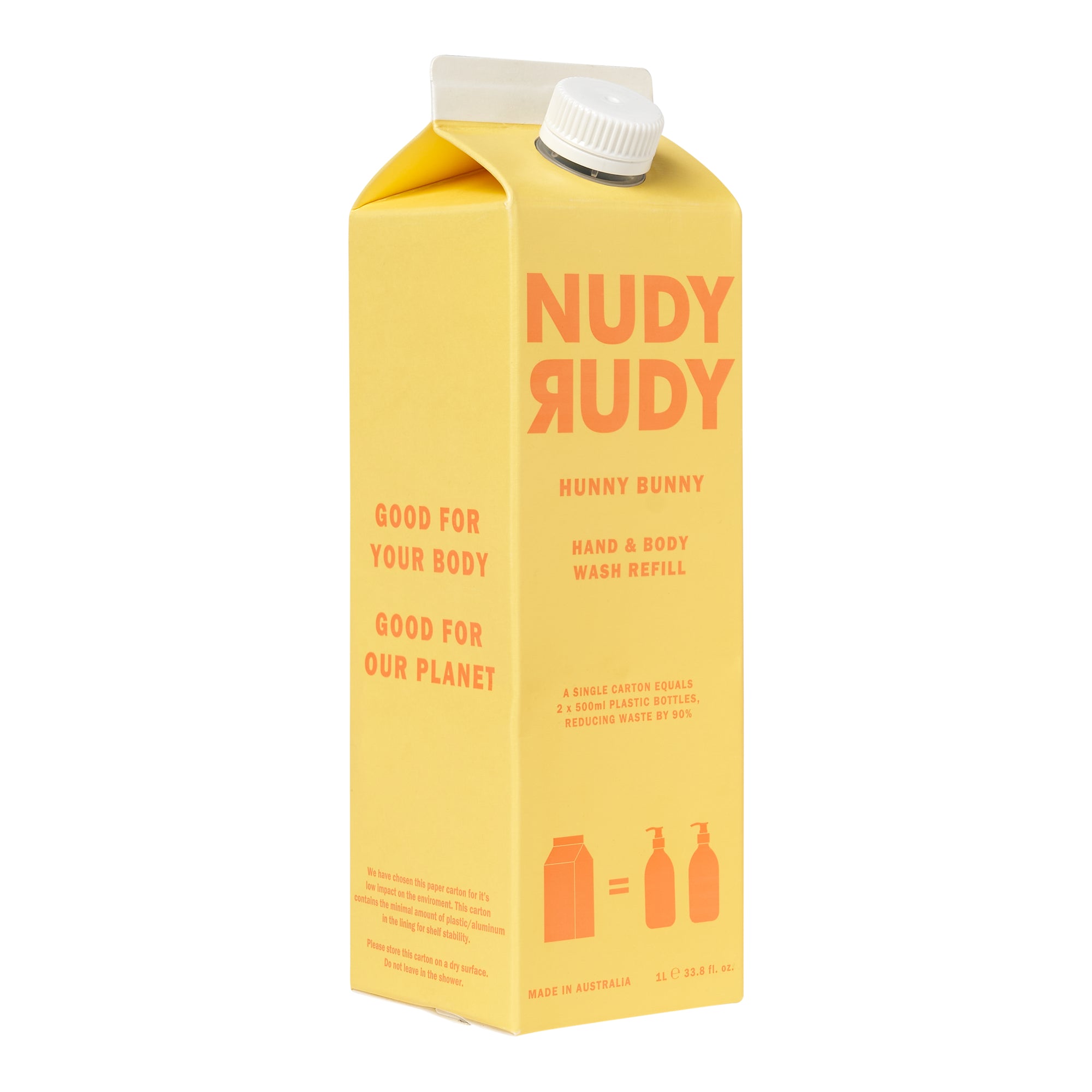 Nudy Rudy Hunny Bunny x 3 Refill Hand/Body Wash 1lt Carton