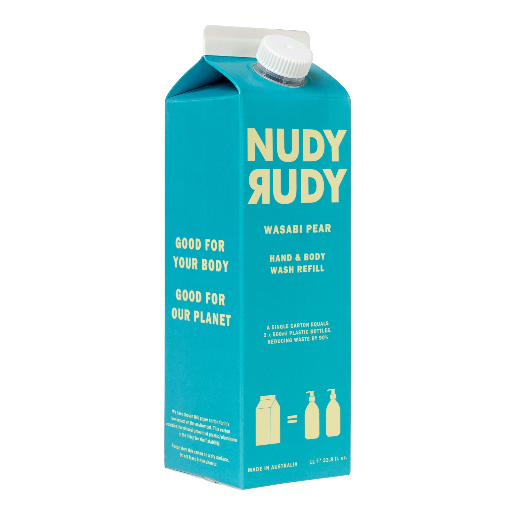 Nudy Rudy Wasabi Pear x 3 Refill Hand/Body Wash 1lt Carton